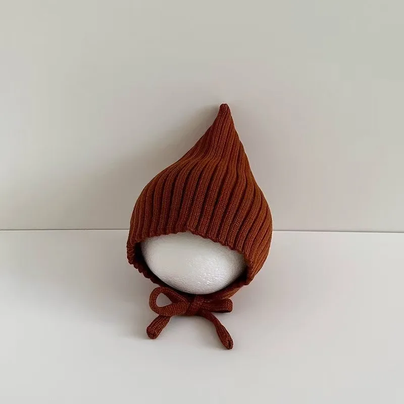 0-24M Baby Beanie Neugeborenen Elf Hut Frühling Herbst Gestrickte Winddicht Warme Earflap Kappe Mit Pom Pom – Detail 18