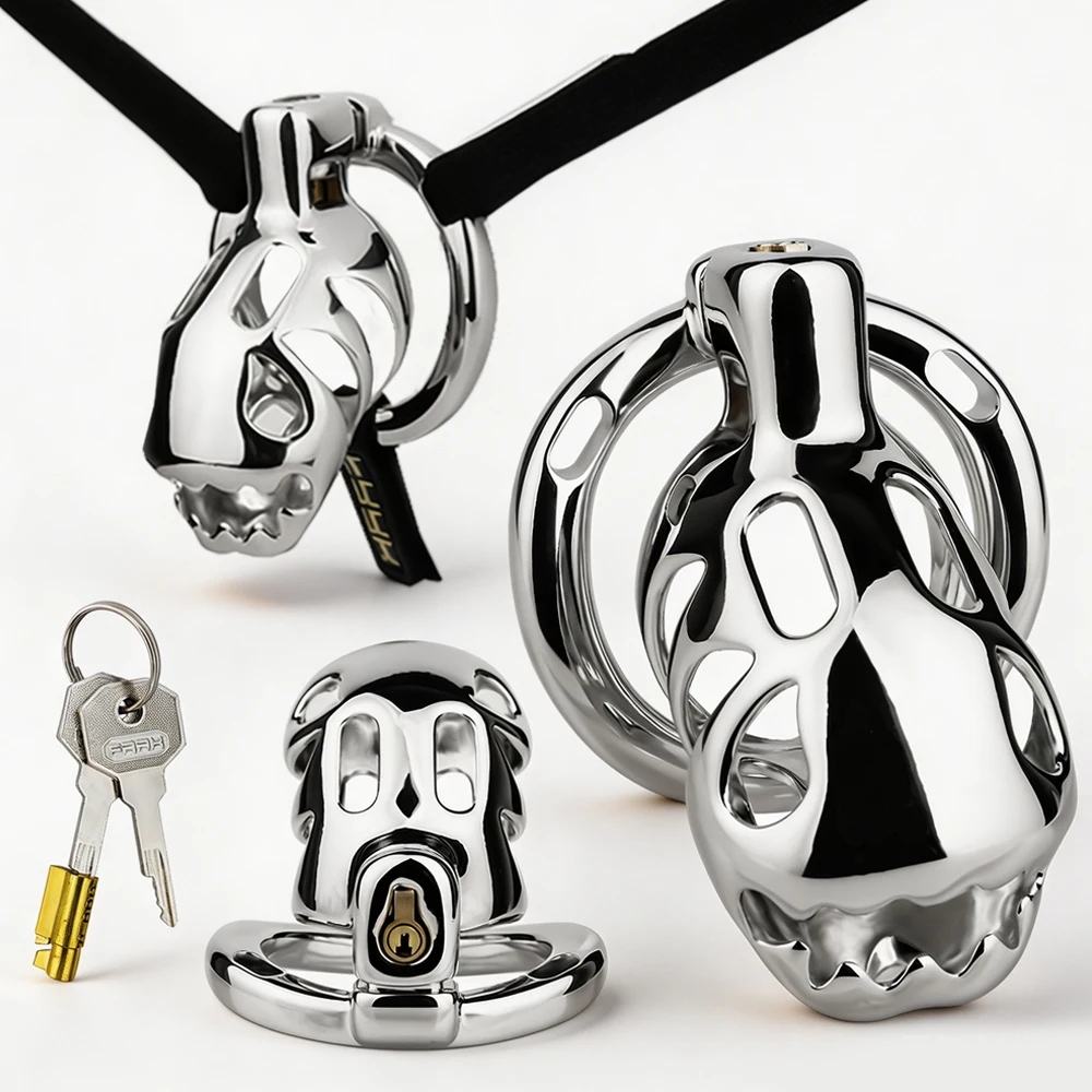 LEZEE Stainless Steel Chastity Cage Breathable Male Chastity Lock Device Metal Penis Lock BDSM Restraint Cock Cages Toy For Men
