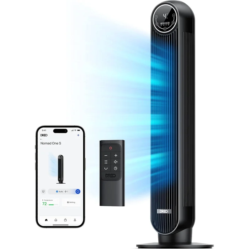 

Tower Fan for Bedroom, Smart Oscillating Quiet Floor Fans, Standing Bladeless Fan with Remote and WiFi Voice Control, 4 Modes, 4