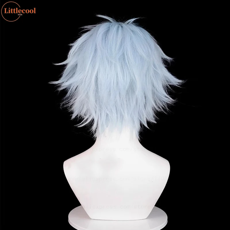 Haute qualité Anime NANA Cosplay Okazaki Shinichi Cosplay perruque courte bleu clair résistant à la chaleur cheveux fête jeu de rôle perruques + bonnet de perruque