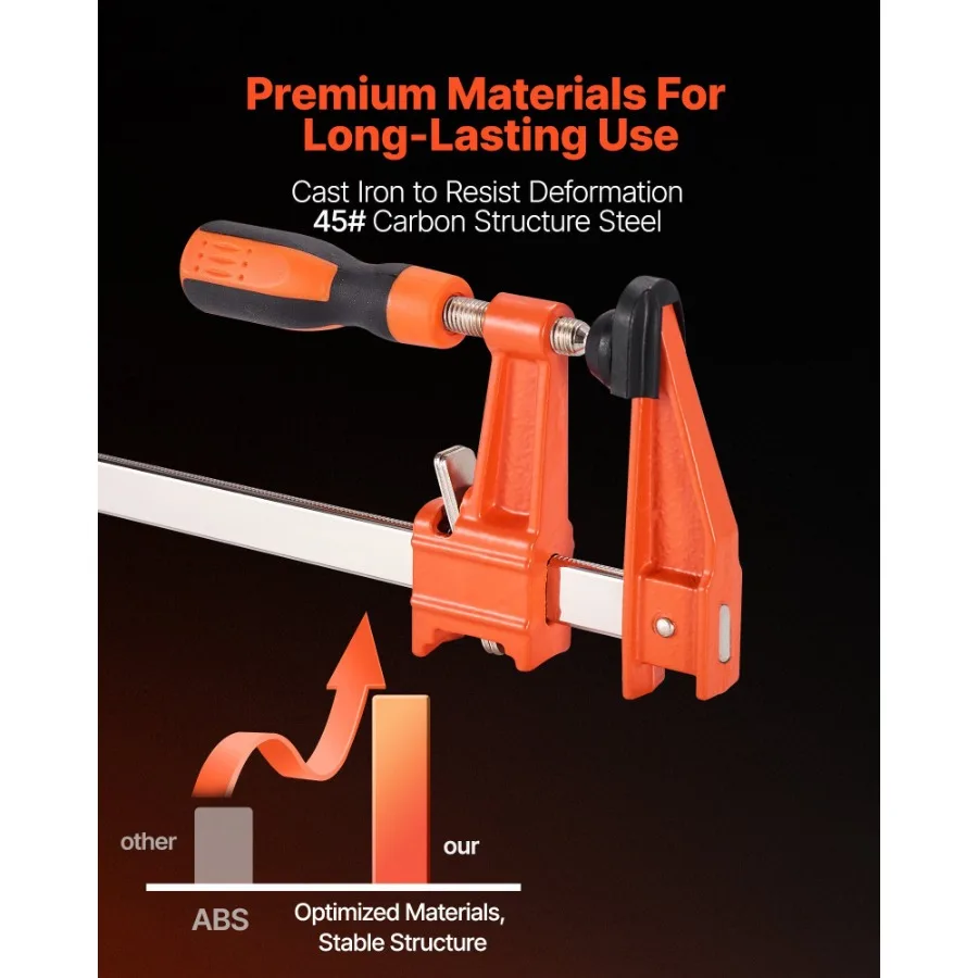 Braçadeiras de barra para carpintaria 2 pacotes de 6 polegadas e 2 pacotes de braçadeira F com chave de 12 polegadas