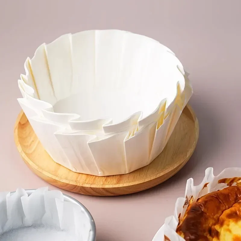 50/100PCS Disposable Basque Cake Liners Wrappers Non-Stick Heat-Resistant Parchment Baking Cups for Cheesecake Muffin Cupcake
