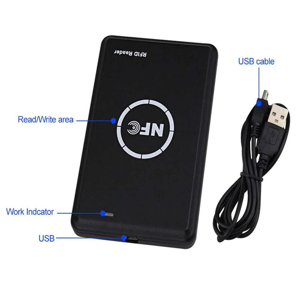 A49T RFID Reader Writer Duplicator, NFC Reader, Smart Card Programmer, Access Card Decoder, Writable T5577 UID Fobs Cards