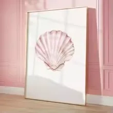 Pink Meet Me on The Beach Quote Canvas Print Summer Simple Shell Starfish Bikini Coastal Theme Art Poster Home Decor Unframe