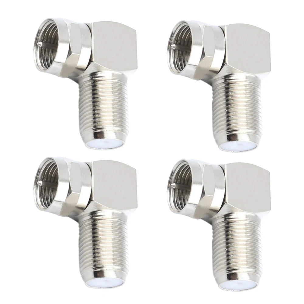 4PCS 90° Coaxial Cable Adapter Set, F Type Female To Male & F Male To F81 Female Extender, RG6 Pin for Wall Plates