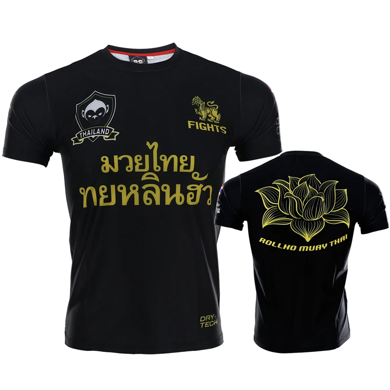 

Men's Breathable Fitness Boxing Shirts, Short Sleeves, Rashguard T Shirts, Muay Thai, Male MMA Kickboxing Sport Suit