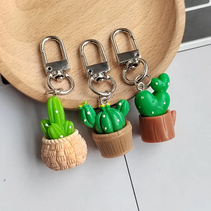 الراتنج ثلاثية الأبعاد الصبار بوعاء المفاتيح كيرينغ للنساء الرجال صديق لطيف الإبداعية عصاري زهرة النبات حقيبة صندوق مفتاح السيارة الملحقات #1