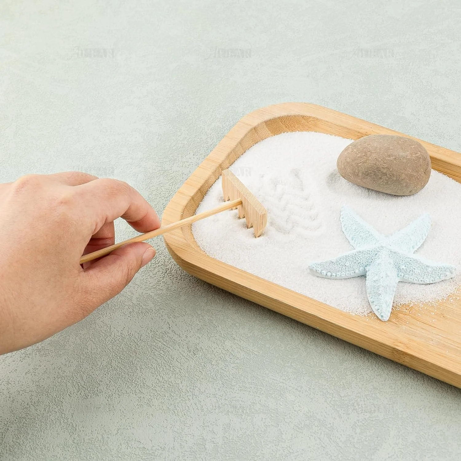 , Set of  Mini  Sand Rakes Bamboo Rock Garden Sand Tray Rake Tools for  Office Table
