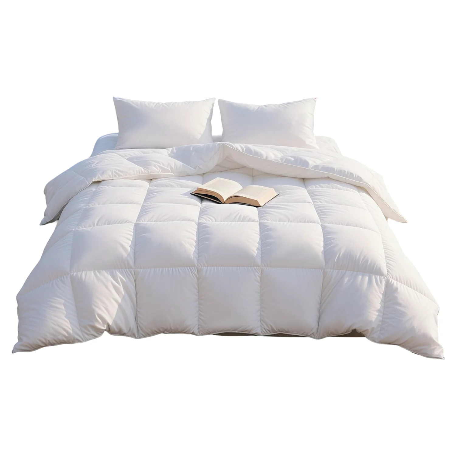 APSMILE Zomerdekbed 155x220cm Katoen Licht Allergievrij Wit-Ademend Beddengoed, Zomerdekbed Natuurlijke vulling Anti-allergie Katoenen beddengoed Licht slaapkamerdekbed