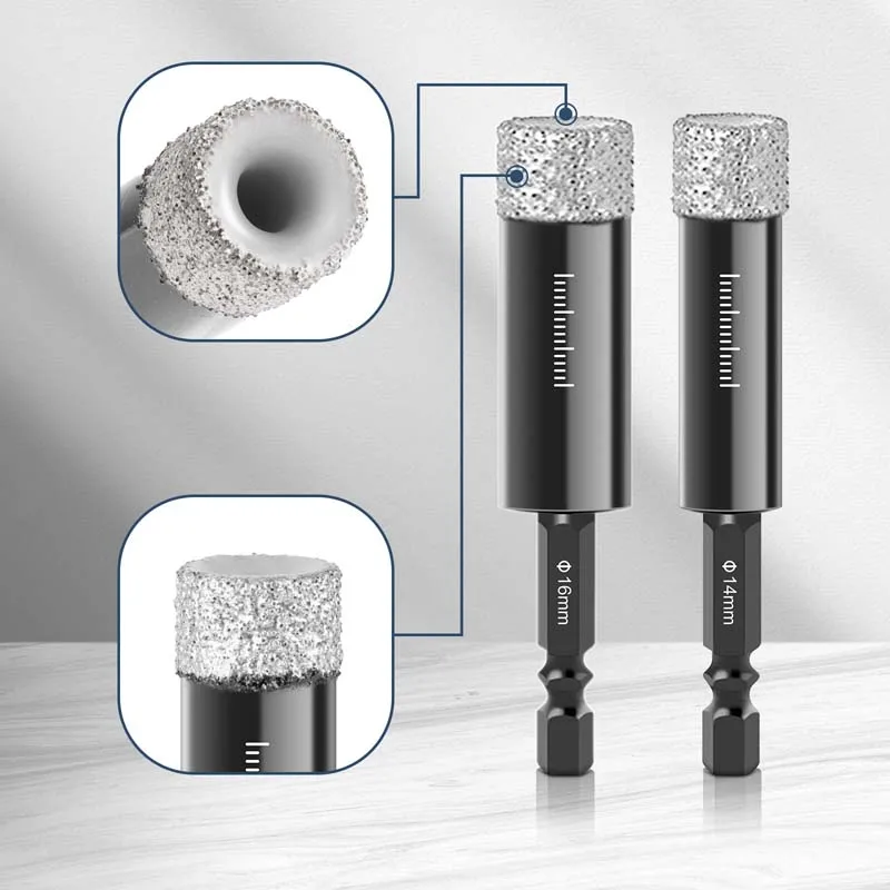 Vacuum Brazing Bit Diamond Core Drill Bits , Dry Ceramic Tile Drill Bit Suitable for Granite Ceramic Glass Stone Brick Marble