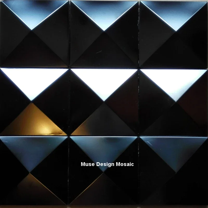 

3D Convex Metal Mirror Polised Big Pyramid 30 x 30 cm Black Gold stainless steel metal mosaic tile mosaic for outdoor wall tile