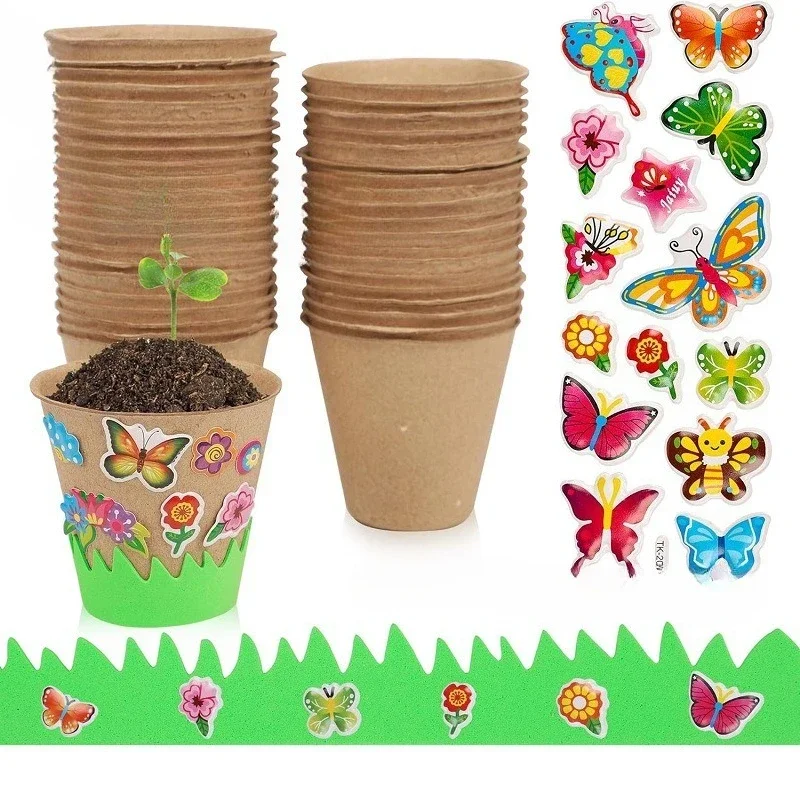 Children's planting foam flower pot planting painting Seedling Garden Cup Paper Pot Craft Set