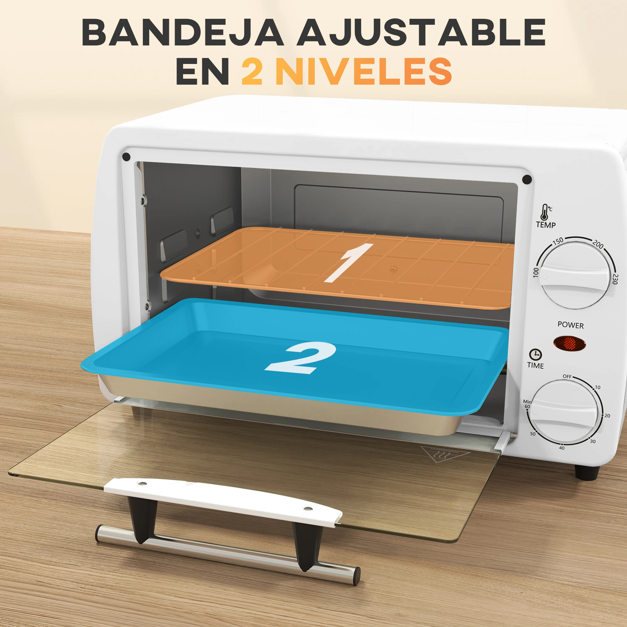 هومكوم فرن كهربائي منضدية 10 لتر 750 وات 36.5X26X22 سم أبيض