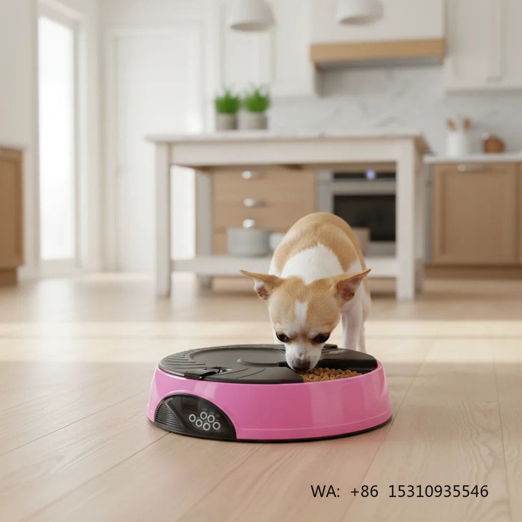 

2026 Automatic Pet Feeder Plastic Battery 4L 6 Meal Programmable Timer Voice Recorder LCD Display Removable Bowls Dogs Pet
