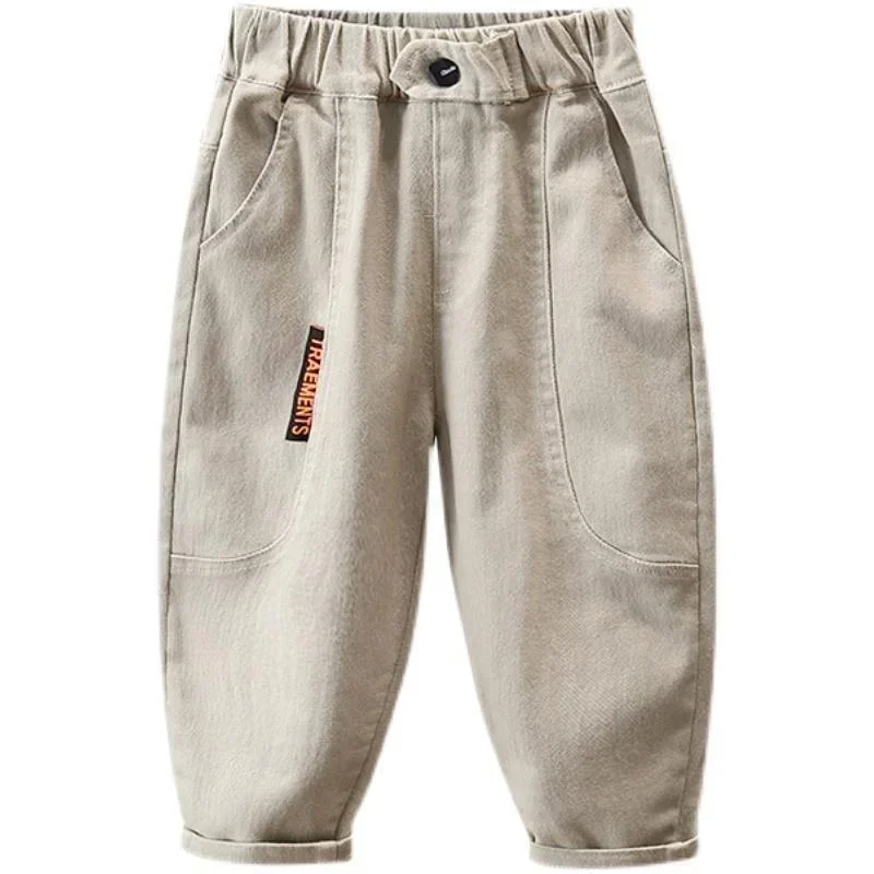 Autumn Kids Solid Cargo Pants Boys Casual Loose Sweatpants 1-7Y Young Children Cotton Clothing Spring Thin Girls Sports Trousers