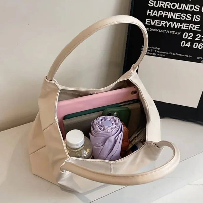 

Polyurethane Sewing Thread Neutral Shoulder Bag Top-handle Tote Bag Solid Color Simple Versatile Casual Bag Popular American Bag