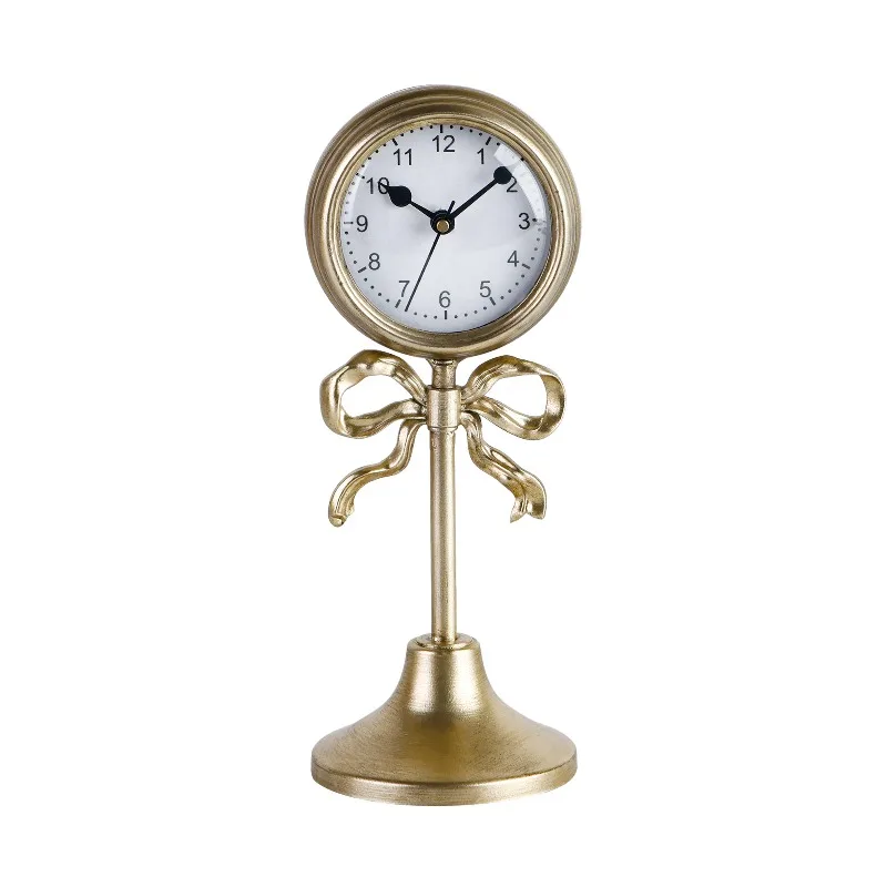 

Desktop living room clock, gold light luxury retro clock