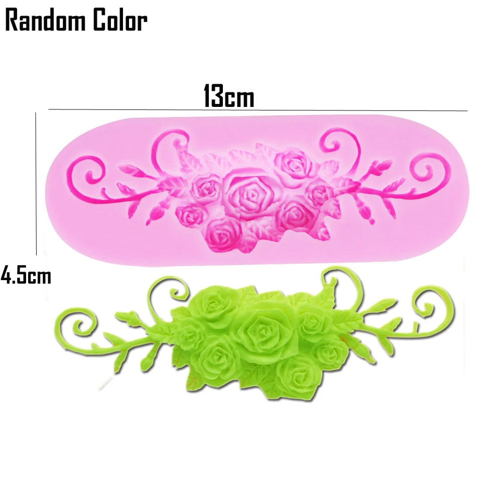 Kinds of Leaves Rose Flower Silicone Moulds Fondant Border Cake Decorating Tools Gumpaste Chocolate Soap Clay Resin Molds F1144