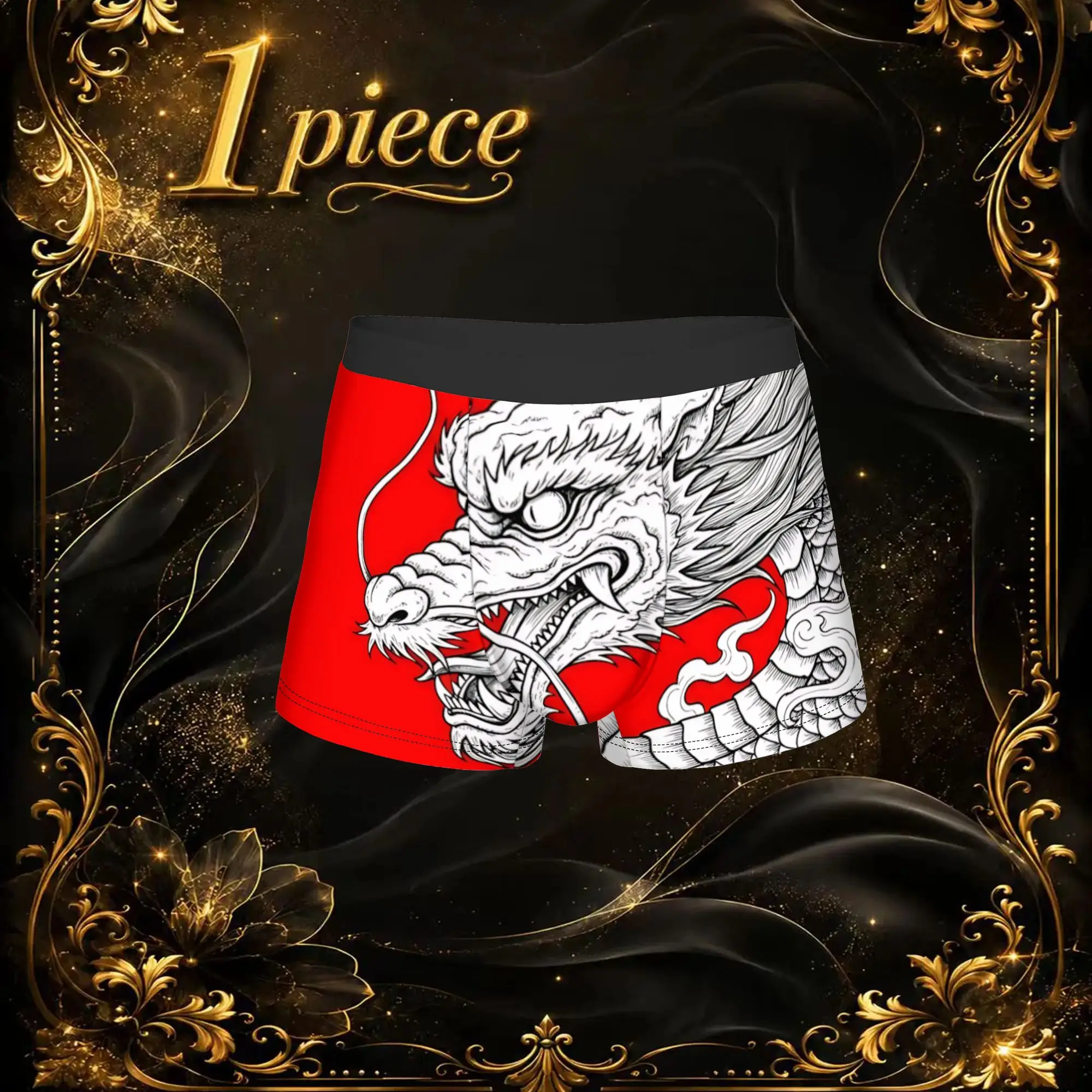 1pc Vintage Chinese White Dragon Graphic Underpants Breathbale Panties Male Underwear Cool Shorts Boxer Briefs
