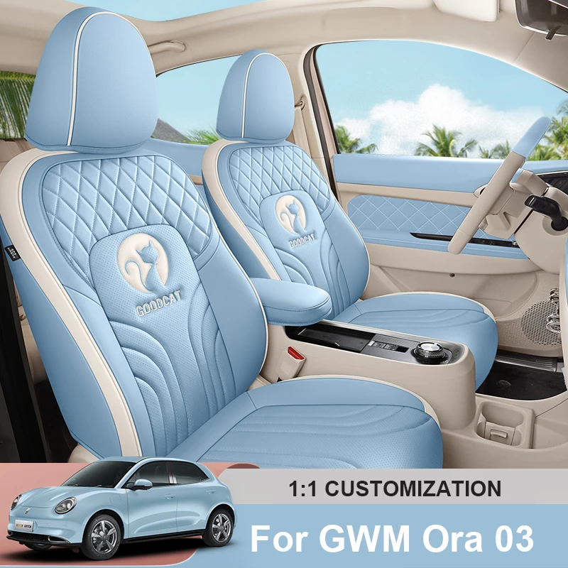 Front and Rear Full Set Artificial Leather Car Seat Cover Specific Customize for GWM Ora 03 Great Wall Motor Haomao Funky Cat