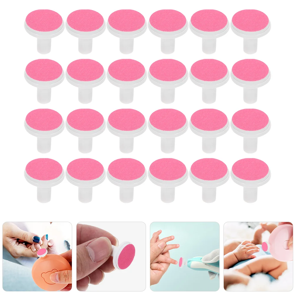 

24 Pcs Nail Polisher Replacement Head Electric Trimmer Pads for Infant File Scissors Plastic Baby Grinding Heads