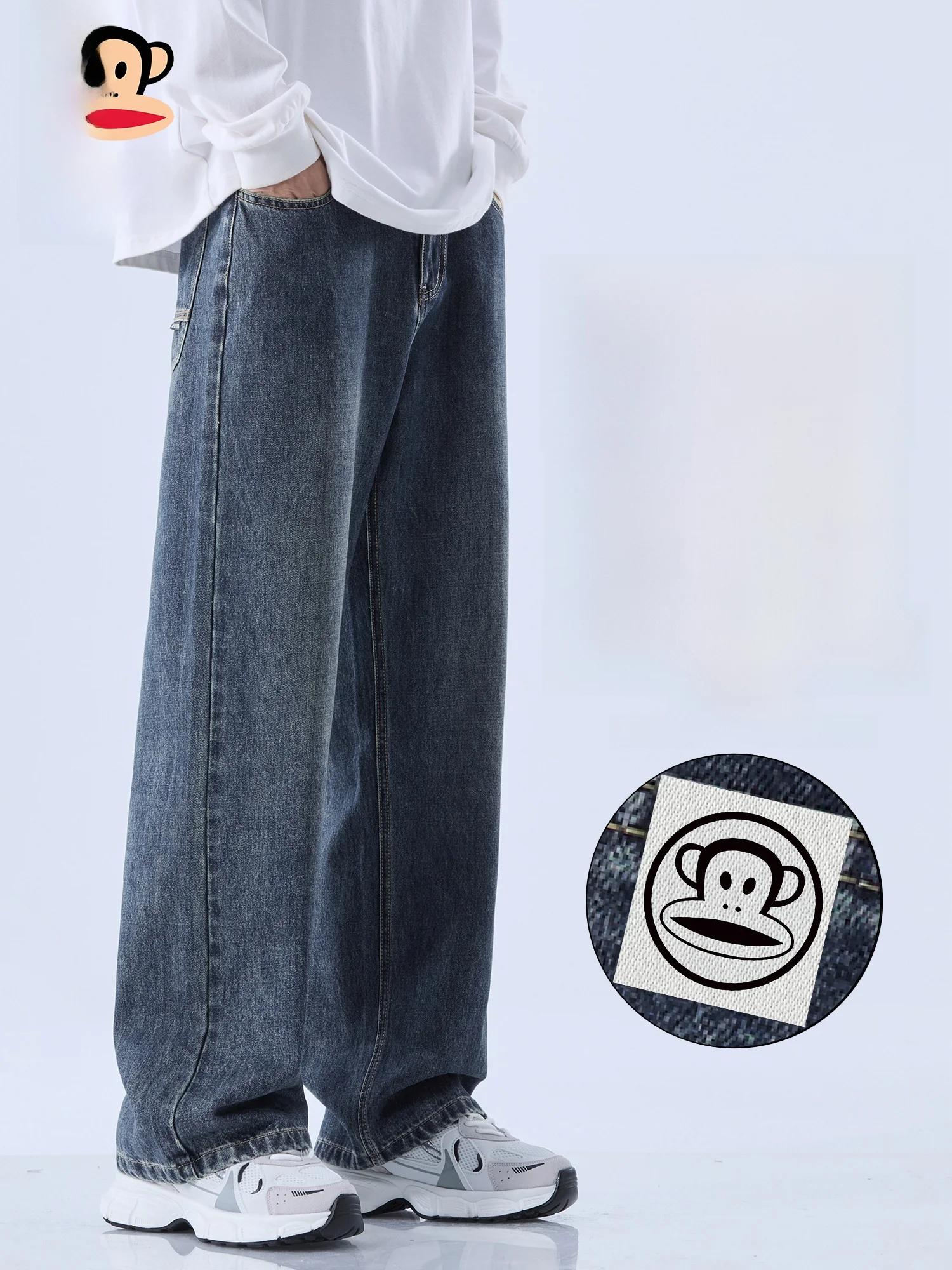 

PaulFrank Spring 2026 Men's Straight Leg Jeans American Retro Waed Loose Wide Leg Pants Casual Wear Youth Trend
