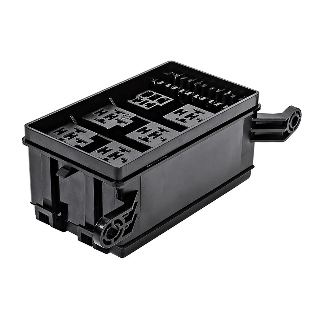 12-Slot Relay Box 6 Relays 6 ATC/ATO Standard Fuses Holder Block with 41pcs Metallic Pins Universal for Automotive Marine Use