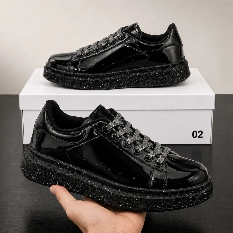 Cold bonded mirror glitter punk trendy shoes for men's casual board shoes in all seasons