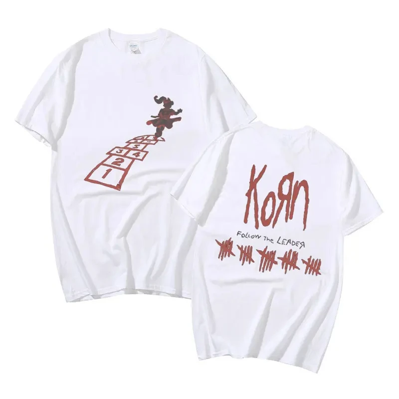 Rock Band Korn Follow The Leader Graphic T Shirt Men Women Fashion Loose Short Sleeve Tees Man Vintage Gothic Oversized Tshirt