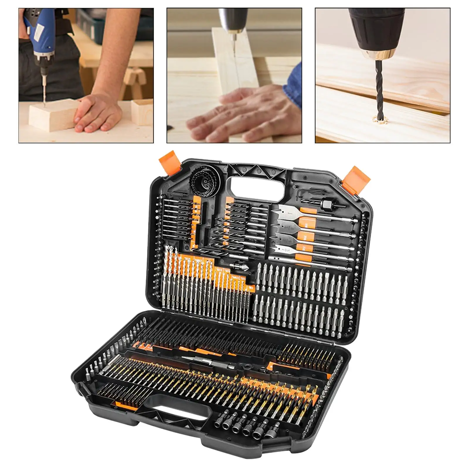 246 Pieces HSS Drill Driver Bit Set with Storage Case Wood Metal Cement Metalworking for Wood Metal Home Repair