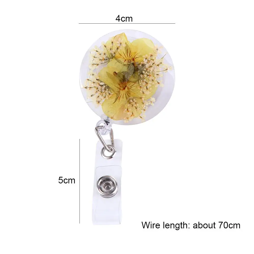 Floral Badge Reel Clip Key Holder Charms Jewelry Retractable Resin Card Badge Holder Reels Keyring ID Lanyard Badge Reel