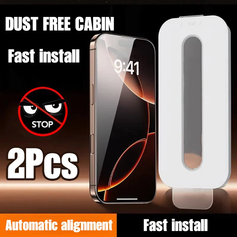 

2Pcs Tempered Glass Film Small White Dust-Free Compartment Suitable For IPhone 13 11 12 16 15 14 Pro Max 15 Plus Privacy Screen