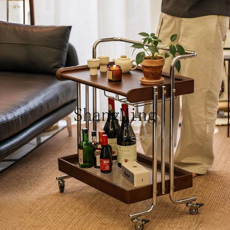 

FG medieval solid wood removable sofa edge few retro living room trolley bedside rack