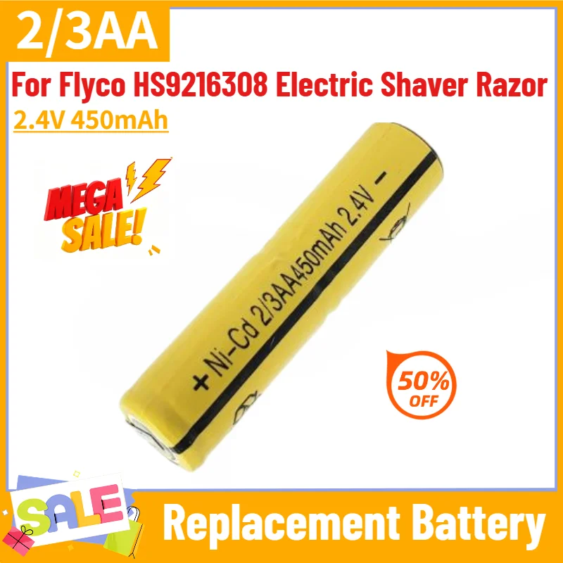 2/3AA 2.4V 450mAh High Quality Battery for Flyco HS9216308 Electric Shaver Razor Hair Clipper Rechargeable Battery