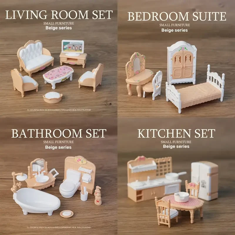 Set di mobili per mini casa delle bambole - scala 1:12 per l'arredamento della camera da letto, del soggiorno e del bagno |   Il regalo ideale per le miniature di case delle bambole