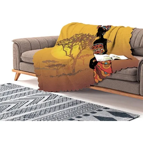 Realhomes The Sun Batışındaki Tree Zeminli African Women Pattern Chenille Seat cover