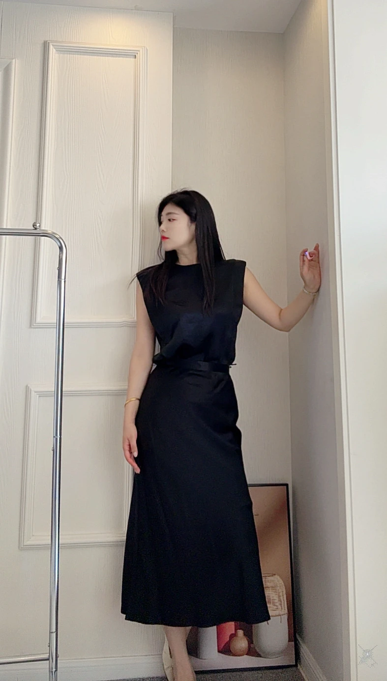 

Ele round Ne Svel Vest Top Loose Fit Versatile Summer Faion Korean Sle Acetate Fiber Cool Sensation Ladies irt