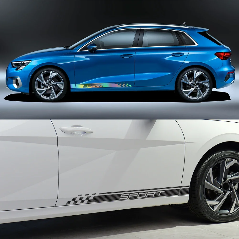 Car Side Door Vinyl Decals Sport Stripes Sticker Auto Accessories For Audi A3 8V 8P 8L 8Y S3 RS3 Sedan Sportback TFSI Limousine view 4