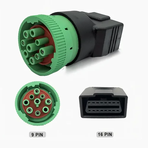 Imagen 2 del producto Adaptador OBD2 para adaptador J1939 a 0BD2, adaptador de puerto de diagnóstico de camión de 9 pines, puede usar Switehes a Quickiy Switch engranajes altos y bajos