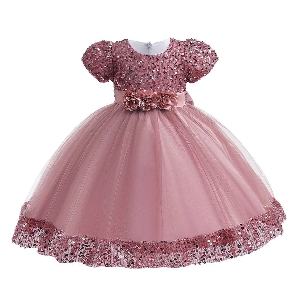 Girls Birthday Party Dress Sequin Children Costume Flower Girl Bridesmaid Dresses For Kids Princess Wedding Prom Gown 3-10Years