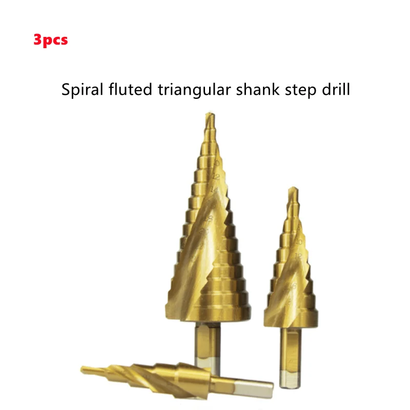 

Triangle handle spiral groove step drill HSS4241 pagoda drill TiCN coating multi-functional drill bit 4-32 4-20 4-12