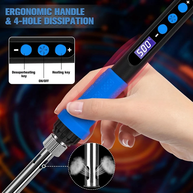 BAAG-DIY Soldering Iron Kit, 90W LED Display Adjustable Temperature Soldering Iron, Automatic Sleep Mode Soldering Gun