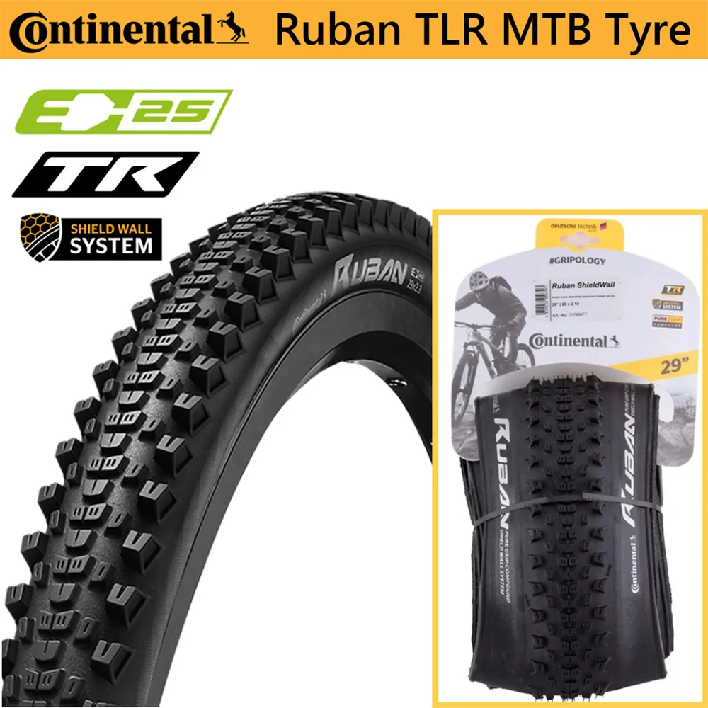 CONTINENTAL RUBAN SHIELDWALL TUBELESS TIRE MTB 27.5/29IN TLR E-25 Folding Tyre 29 in MTB Tubeless XC TIre