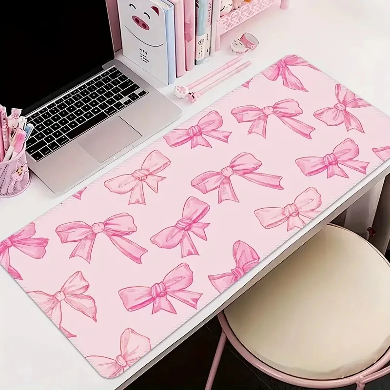 

New cute pink bow mouse pad Multi-model non-slip rubber base Durable washable XXL Office Home universal game Player table mat