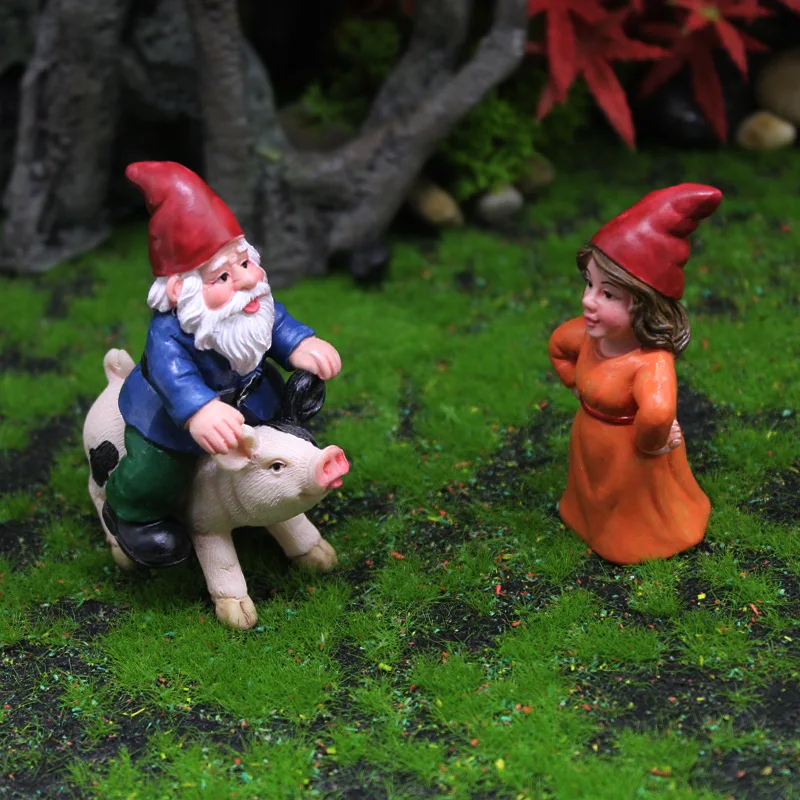 

Fairy Garden Drunk Gnomes Miniature Ornaments Set Mini Dwarf Bonfire Statues for Planter Flowerpot Decor Accessories