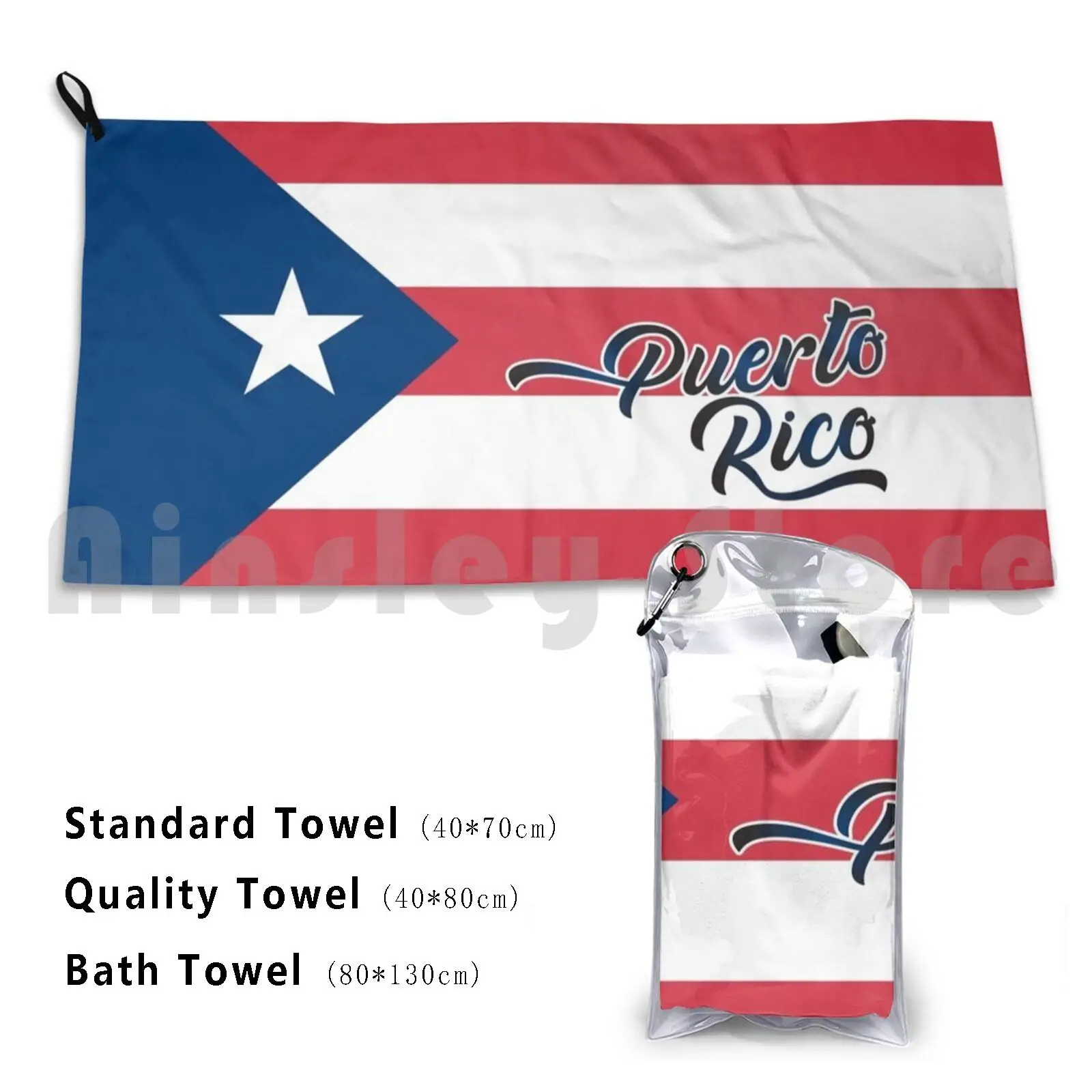 Puerto Rico Flag Custom Towel Bath Towel Puertoricobandera Flag Puertorico Puertorican Bandera