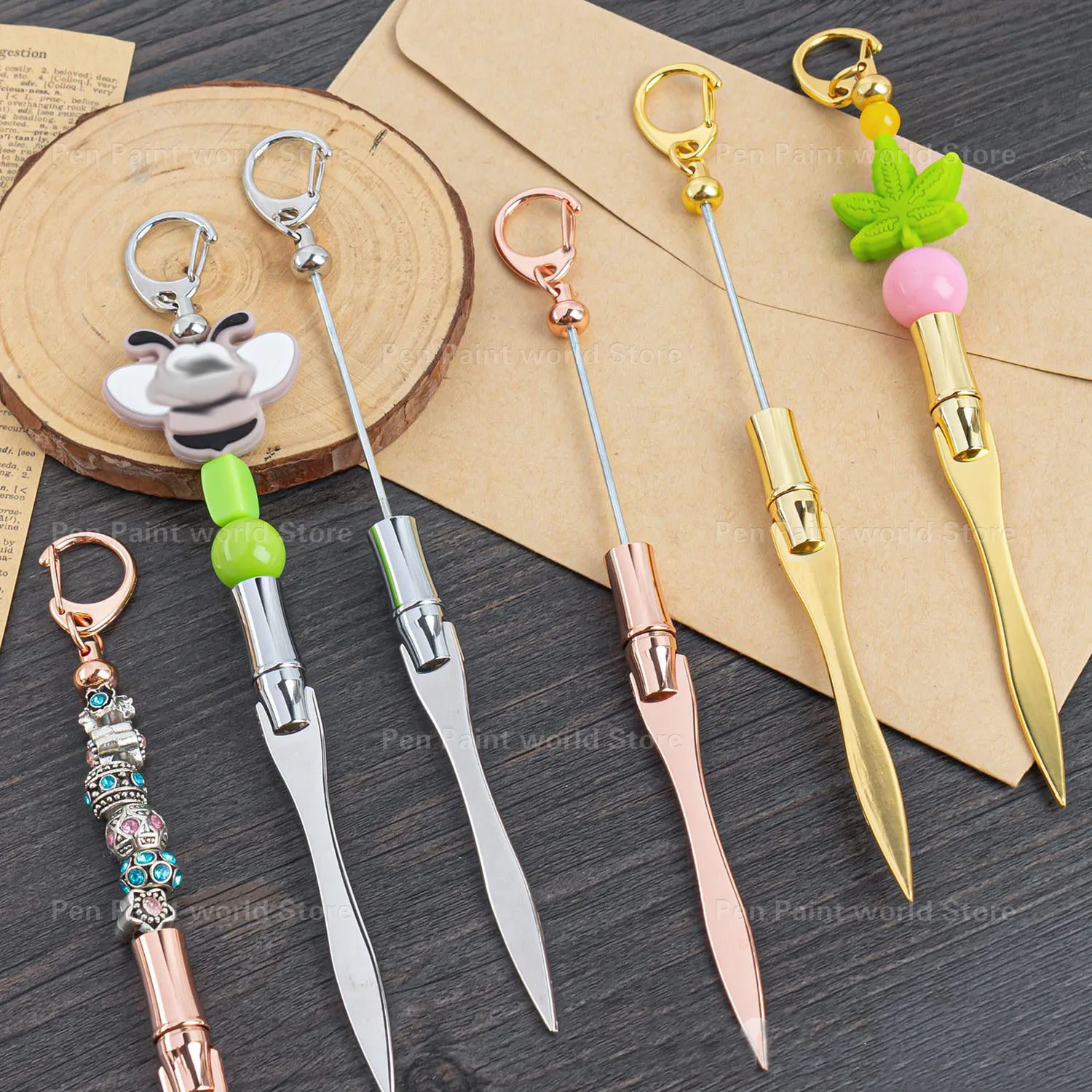 30Pcs Beadable Envelope Opener Slitter Metal  Letter Slitter  Multi Durable Metal Keychain Paper Knife for Mail, Gifts & Travel