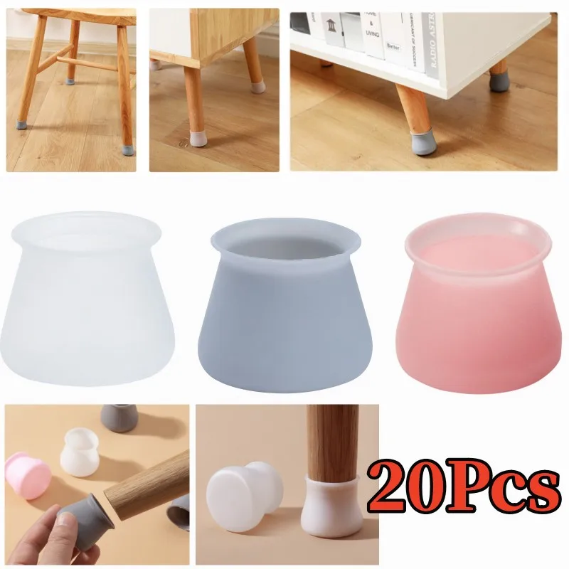 20Pcs Silicone Chair Leg Cover Non-slip Furniture Feet Caps Noise Reduce Desk Table Foot Protector Pad Safely Mat for Home Decor