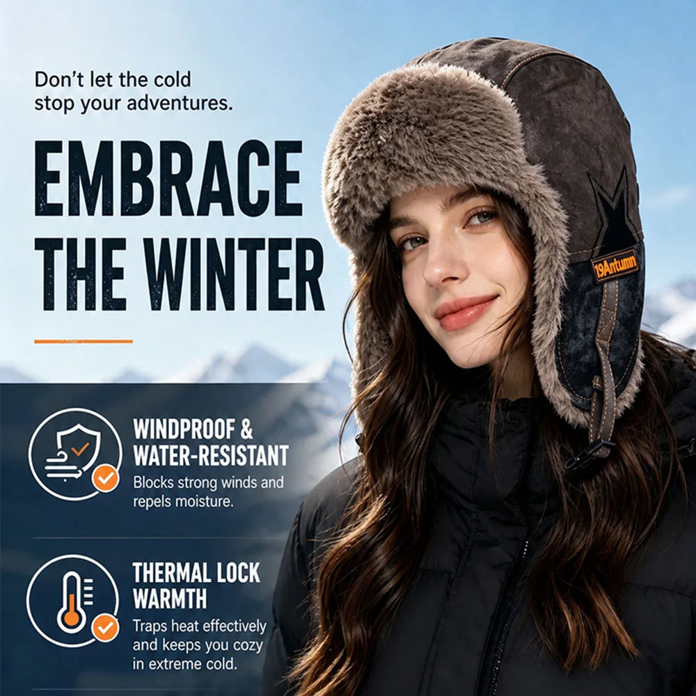 Winter Unisex Lei Feng Hat - Fleece-Lined Thickened Warm & Ear-Flap Windproof for Outdoor Cycling & Skiing Hat