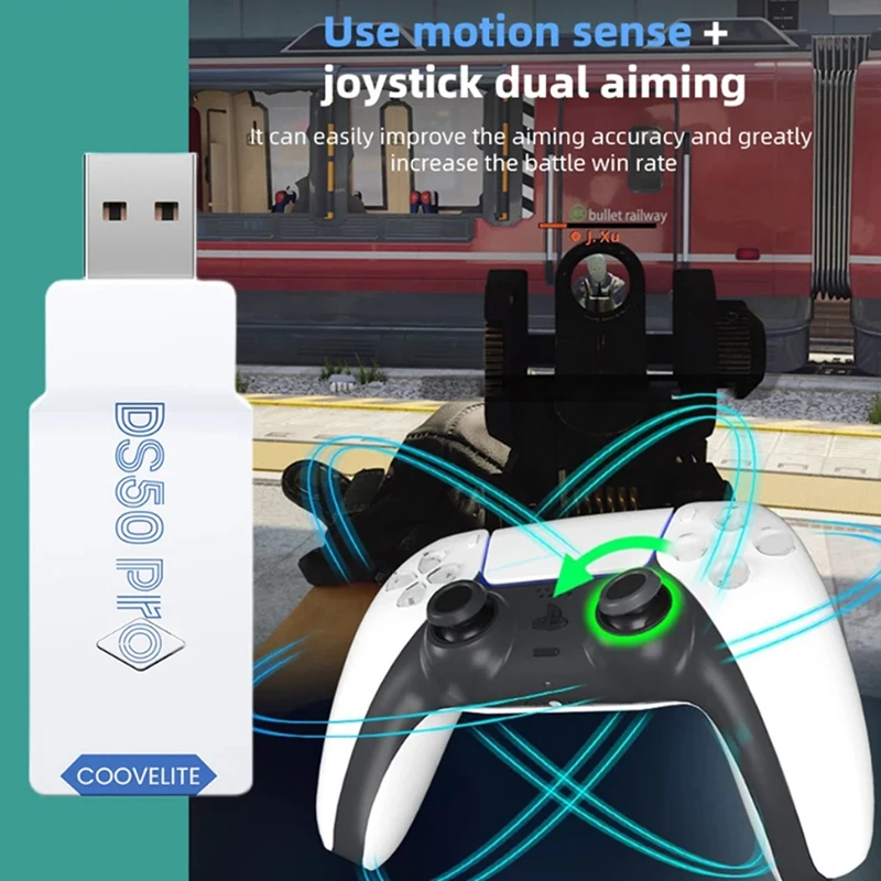 محول Gamepad Pro ، جهاز استقبال USB لـ PS5 ، PS4 ، PS3 ، وحدة تحكم بلوتوث ، محول لاسلكي ، تثبيت سهل